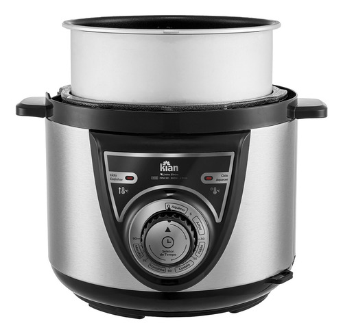 Panela De Pressão Elétrica Kian 4l Inox Acessórios Cor Preto Frequência 50 Hz X 60 Hz 220v
