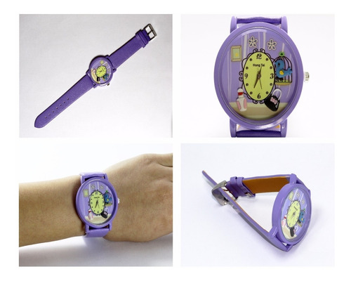 Reloj Morado Amarillo Niña Vintage Moda Envío Gratis  R197