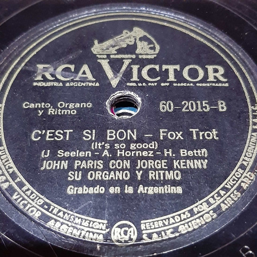Pasta John Paris Con Jorge Kenny Organo Rca Victor C311
