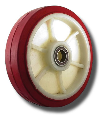 Rueda Maciza Para Carros Nylon Y Poliuretano 200mm 200kg Rojo