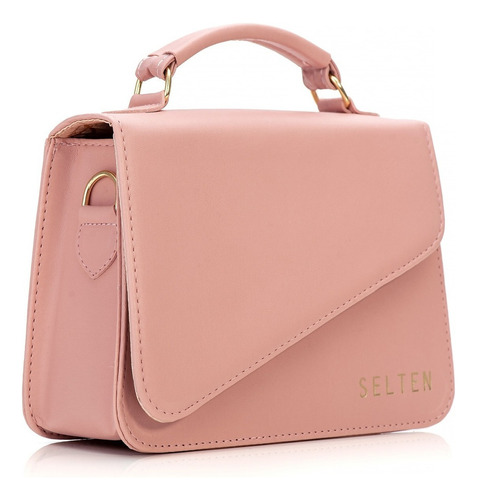 Bolsa Feminina Pequena Transversal De Mão Com Alça Estilosa Cor Rosa