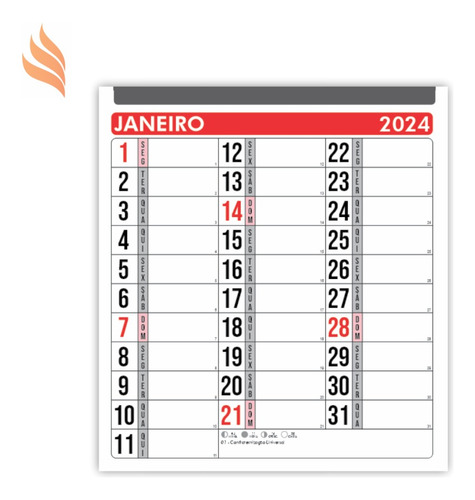 Arquivo Digital Vetor Calendário 2024 Bloco B Editável