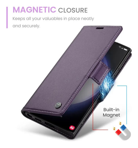 Funda De Piel Con Tapa Caseme Para Samsung Galaxy S25 Ultra S24 Fe S23 S22 S21 S20 S10 Plus A16 A56