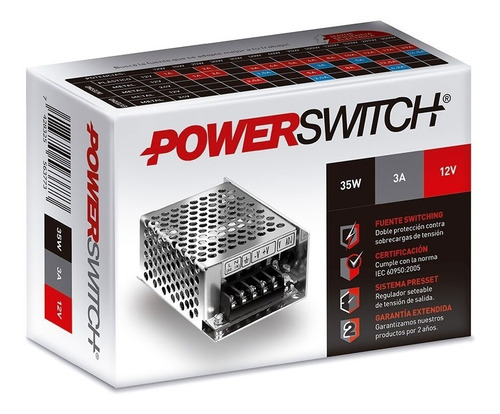 Imagen 2 de 5 de Fuente Switching Metalica Interior 35w 3a 12v - S-35-12