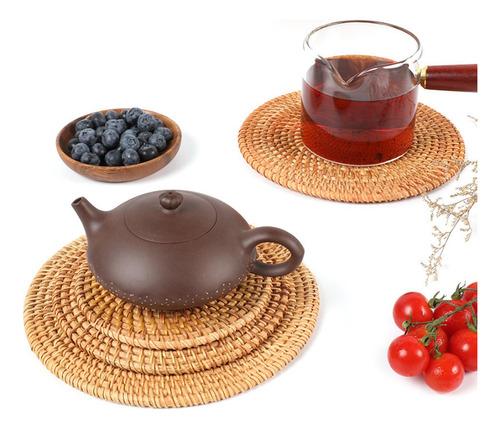 Esteiras Redondas De Vime Para Pratos De Cozinha, 18cm