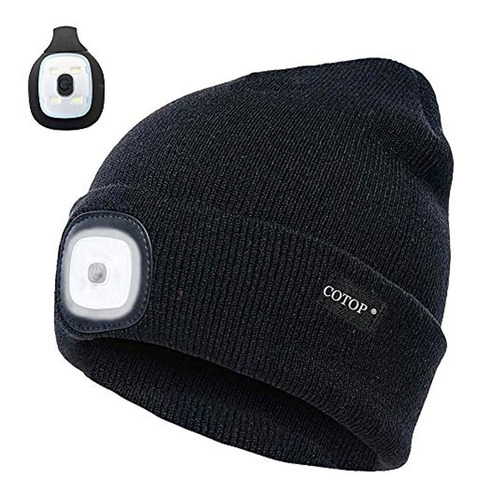 Gorro De Punto Con 4 Luces Led, Recargable Por Usb