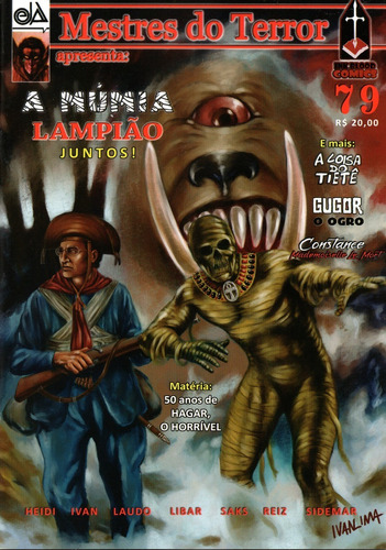 Mestres Do Terror N° 79 - A Múmia E Lampião Juntos - 52 Páginas - Em Português - Editora Ink&blood - Formato 20 X 28 - Capa Mole - 2023 - Bonellihq Cx72 D23