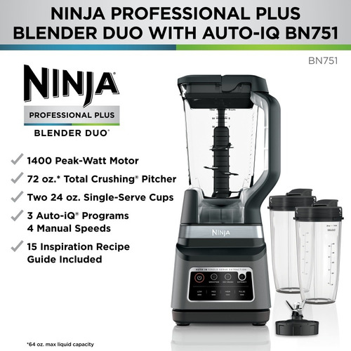 Licuadora Ninja Profesional Plus Blender Duo 1400w C/ Vasos