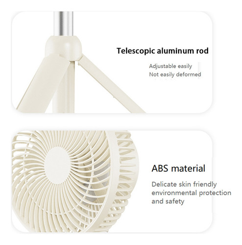 Ventilador Telescópico Para Exteriores De 4000 Mah, Trípode,