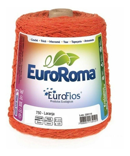 Barbante Euroroma Colorido N 6 - Cor:  750 Laranja