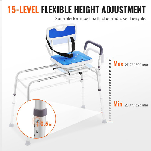 Silla Deslizante Bañera Ducha Asiento Giratorio 360 Grados