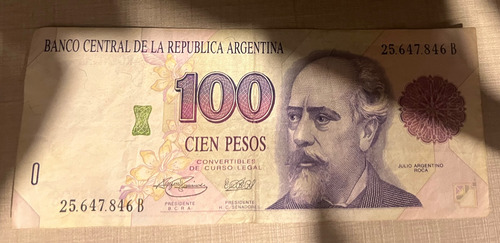 Billete 100 Pesos Roca Primer Impresión Años 90 (Usado)