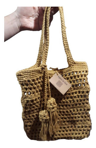 Bolsa De Red Hilo Crochet Ocre / Artesanal Tlc54b