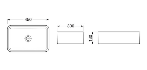 Imagen 2 de 5 de Bacha Rectangular Apoyo Baño Mesada Blanca Loza Lavatorio P