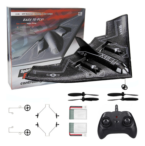 Avión Rc B-2 Spirit Bomber Control Remoto 2ch Negro Color