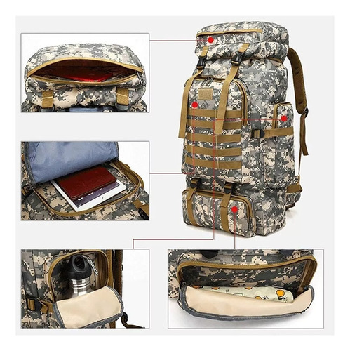Mochila Táctica Militar 75 L Camo Pixelado Camping Mision