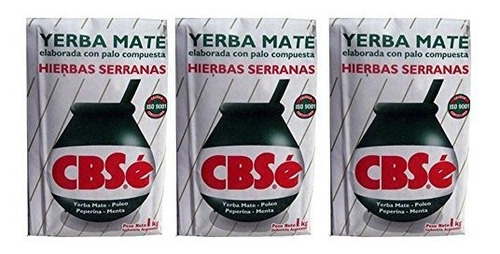 Yerba Mate Cbsé X 3 Kg Argentina Té Verde 6,6 Lb Natural Bol