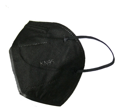 Barbijo Kn95 Talle Unico Pack X 10 Unidades Alta Filtracion Negro Liso