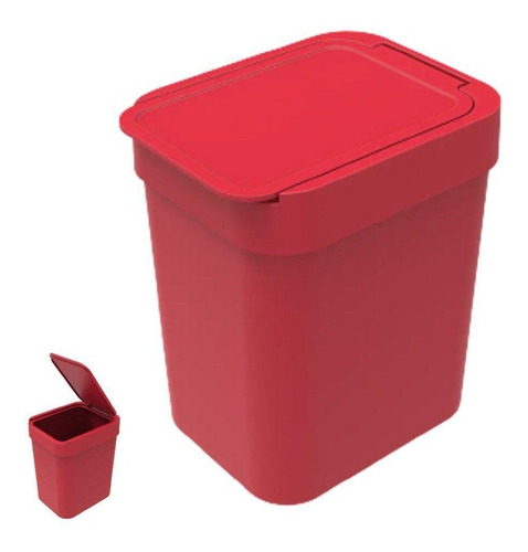 Lixeira 2,5l Cesto De Lixo Plástico Cozinha Pia Escritório Cor Vermelho