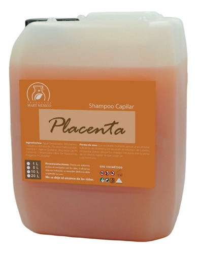Shampoo Capilar De Placenta Vegetal Nutre Restaura 10 Litros