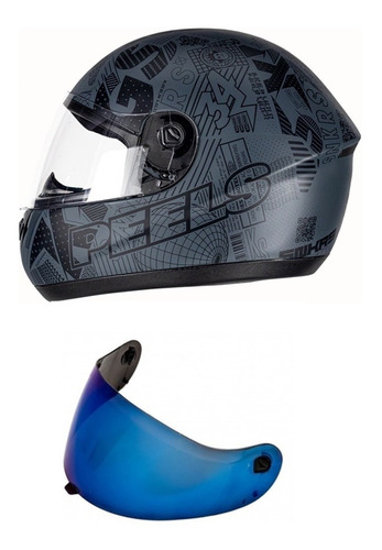 Capacete Moto Peels Spike Kings Preto Chumbo + Viseira Azul