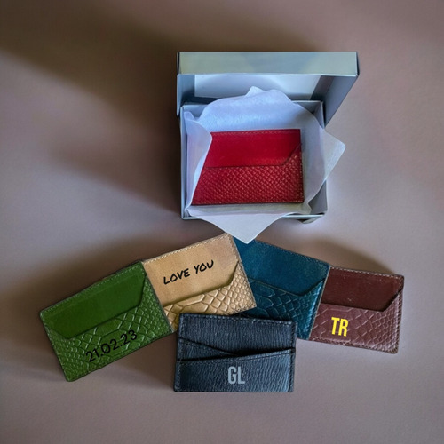 Tarjetero Piel Regalo Personalizado, Unisex- Roshleather