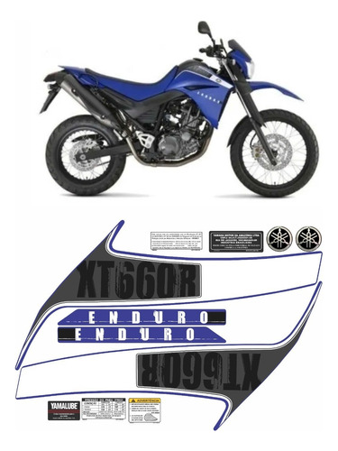 Kit Adesivos Yamaha Xt 660r 2010 À 2012 Azul 10328 Cor Tricolor