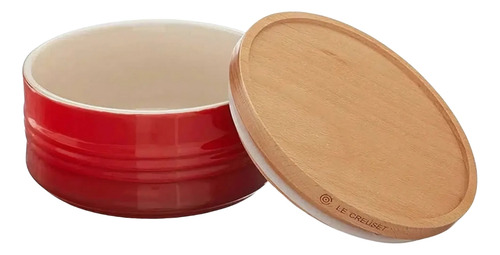 Pote Le Creuset Em Cerâmica Tampa De Madeira 420ml Vermelho
