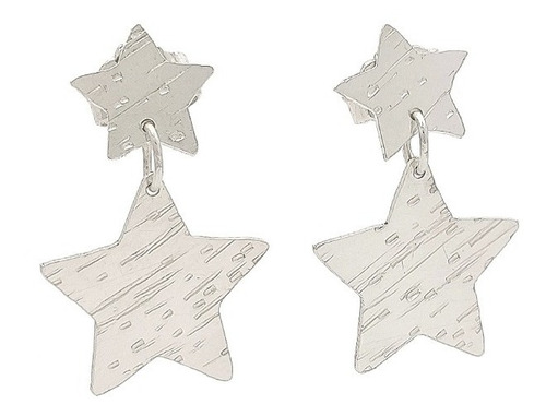 Aretes Topo Doble Estrella Textura Plata 925