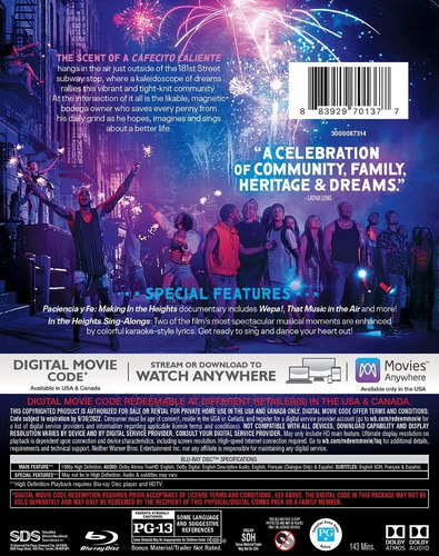 Imagen 2 de 3 de Blu-ray In The Heights / En El Barrio