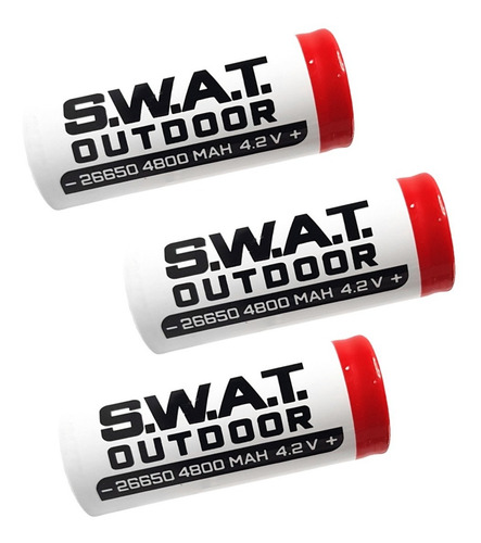 Imagen 4 de 10 de Pack X 5 Bateria Pila Recargable Swat 26650 4800mah 4.2 V