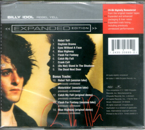 Billy Idol Rebel Yell Cd - Duran Duran Pretenders Ramones U2