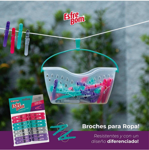 Broches Ropa Plástico Tender Esfrebom X 48 Unidades