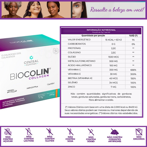 Biocolin® Collagen Colágeno Verisol + Msm - 7g 30 Sachês