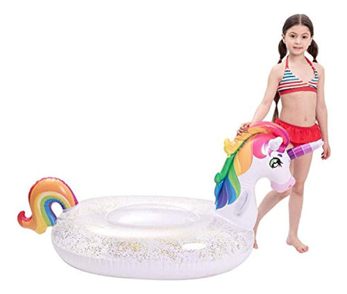 Joyin Flotador Inflable De Unicornio Para Piscina Con Brillo