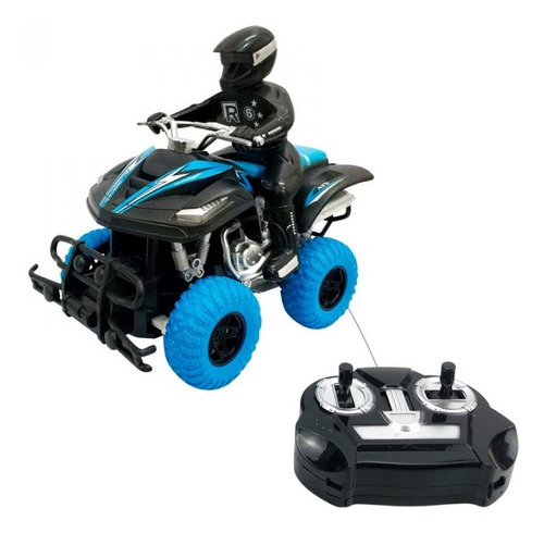 Moto R/c Toy Logic Four Wheels Azul Bateria Recargable