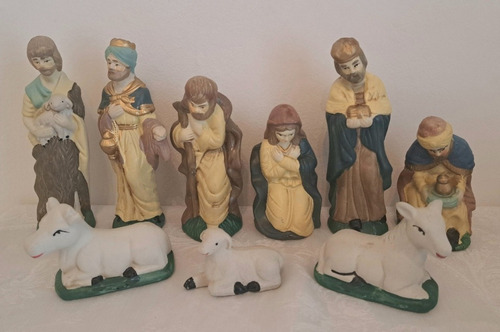 Antiguo Pesebre ´50 Ceramica Falta Niño Jesus 9 Piezas B25