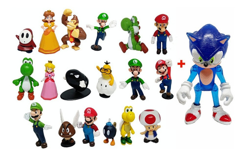 Imagen 1 de 1 de Mario Bros Kart 1 Set Paquete 18 Figuras Yoshi Toad Luigi