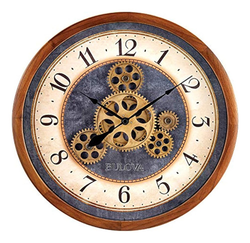 Reloj De Pared Gears In Motion Bulova C4835, 12,8, Marrón Ce