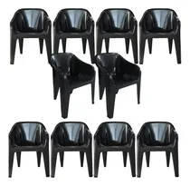 Comprar Jogo Com 10 Cadeiras Poltronas Plastico Buffet Suporta 182kg Cor Preto