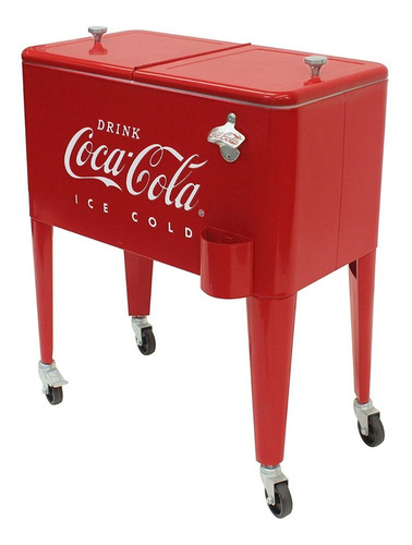 Hielera Coca Cola Con Ruedas Y Destapador Estilo Retro 57 Lt