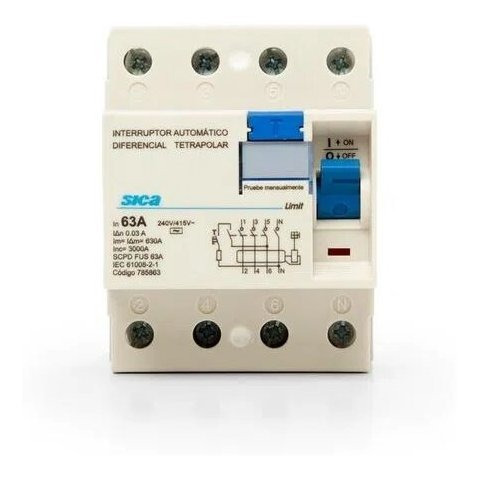 Interruptor Automático Diferencial Tetrapolar 4x63a Sica