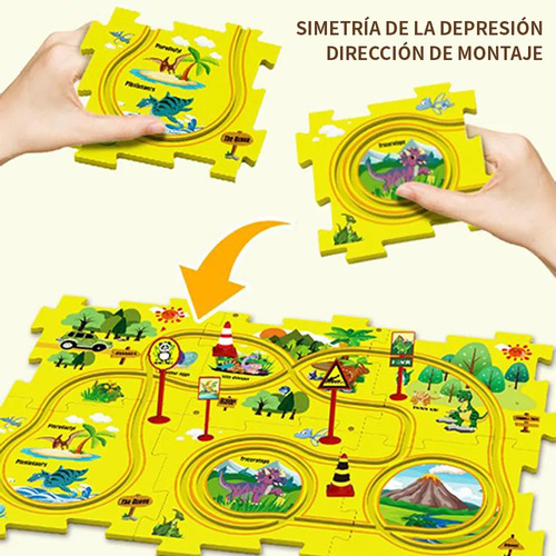 Coche De Pista De Rompecabezas 25 Pz Dinosaurio