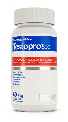 Imagem 1 de 1 de Suplemento em cápsulas Inove Nutrition Testopro 500 em pote de 30g 60 un