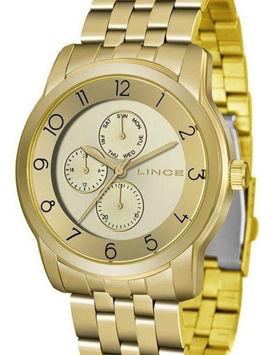 Relógio Lince Feminino Dourado Multifunção Lmg4589l C2kx