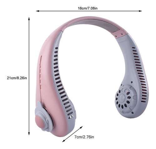 Ventilador De Cuello Portatil Usb Recargable 3 Velocidades Rosa