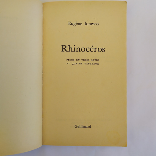 El Rinoceronte Eugene Ionesco Teatro En Idioma Francés