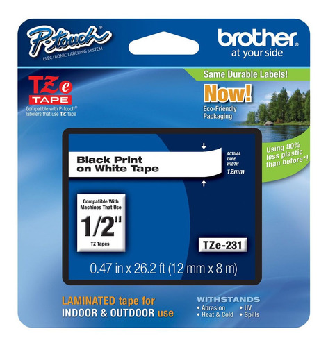 Cinta Etiqueta Brother Negro/blanco 12mm X 8m Original 1/2''