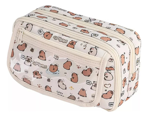 For Elegante Estuche De Papelería Con Portalápices Capybara
