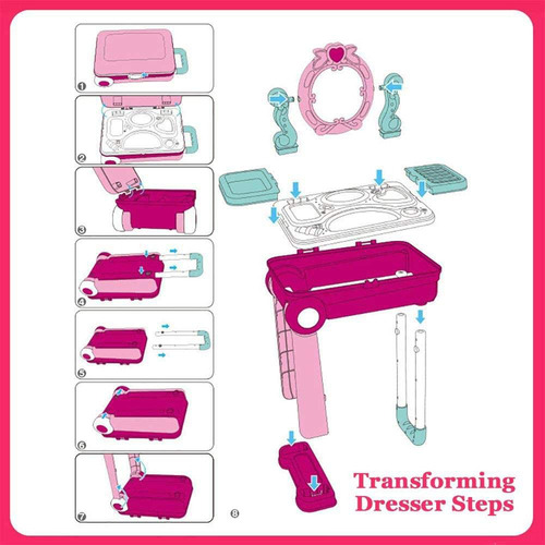 Centro De Belleza Set, 3 En 1 Mesita Tocador Plegable En